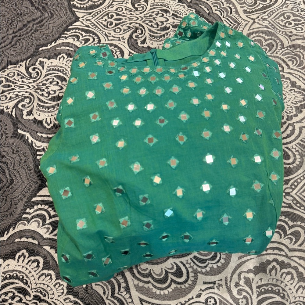 Green Embellished Women's Top